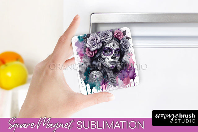 Catrina Magnet Sublimation - Halloween Magnet - Sugar Skull Sublimation OrangeBrushStudio 