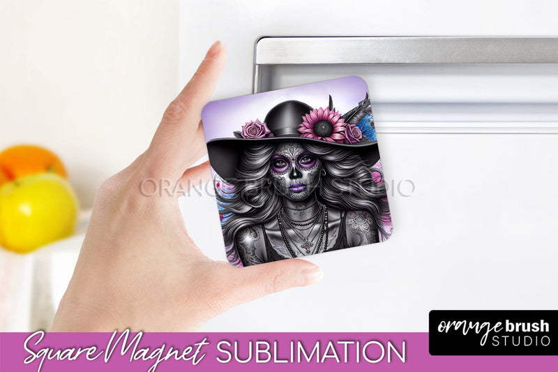 Catrina Magnet Sublimation - Halloween Magnet - Sugar Skull Sublimation OrangeBrushStudio 