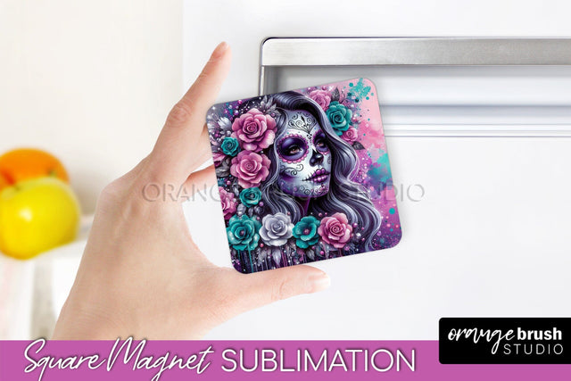 Catrina Magnet Sublimation - Halloween Magnet - Sugar Skull Sublimation OrangeBrushStudio 