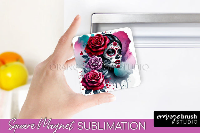 Catrina Magnet Sublimation - Halloween Magnet - Sugar Skull Sublimation OrangeBrushStudio 