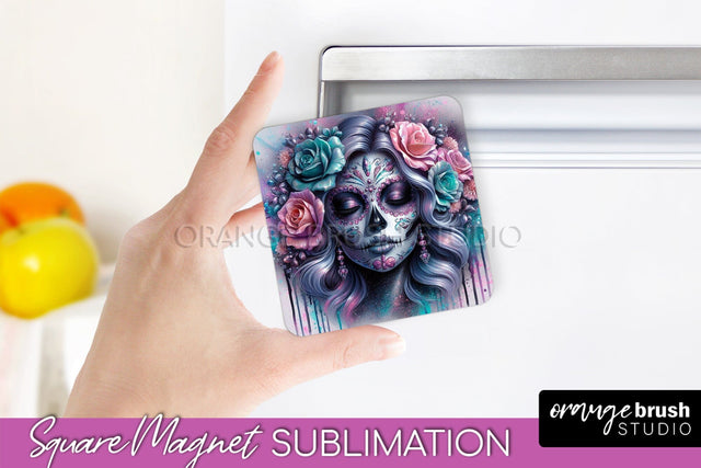 Catrina Magnet Sublimation - Halloween Magnet - Sugar Skull Sublimation OrangeBrushStudio 