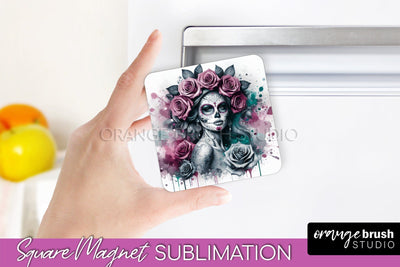 Catrina Magnet Sublimation - Halloween Magnet - Sugar Skull Sublimation OrangeBrushStudio 
