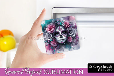 Catrina Magnet Sublimation - Halloween Magnet - Sugar Skull Sublimation OrangeBrushStudio 