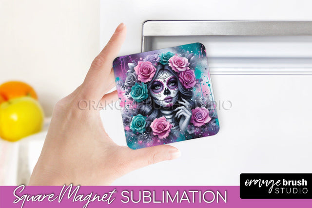 Catrina Magnet Sublimation - Halloween Magnet - Sugar Skull Sublimation OrangeBrushStudio 