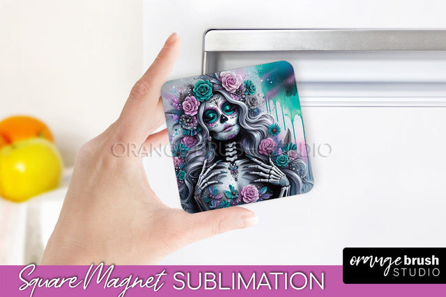 Catrina Magnet Sublimation - Halloween Magnet - Sugar Skull Sublimation OrangeBrushStudio 