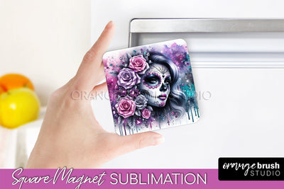 Catrina Magnet Sublimation - Halloween Magnet - Sugar Skull Sublimation OrangeBrushStudio 