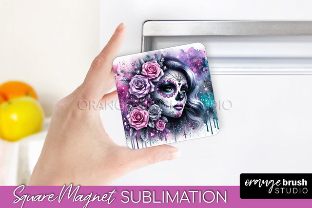 Catrina Magnet Sublimation - Halloween Magnet - Sugar Skull Sublimation OrangeBrushStudio 