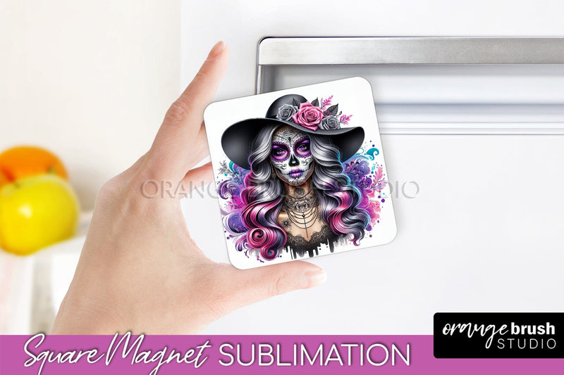 Catrina Magnet Sublimation - Halloween Magnet - Sugar Skull Sublimation OrangeBrushStudio 