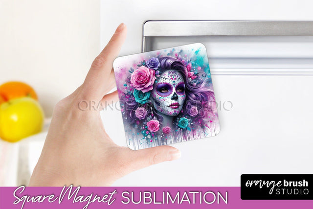 Catrina Magnet Sublimation - Halloween Magnet - Sugar Skull Sublimation OrangeBrushStudio 