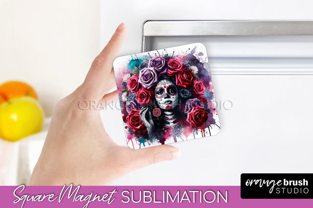 Catrina Magnet Sublimation - Halloween Magnet - Sugar Skull Sublimation OrangeBrushStudio 