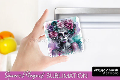 Catrina Magnet Sublimation - Halloween Magnet - Sugar Skull Sublimation OrangeBrushStudio 