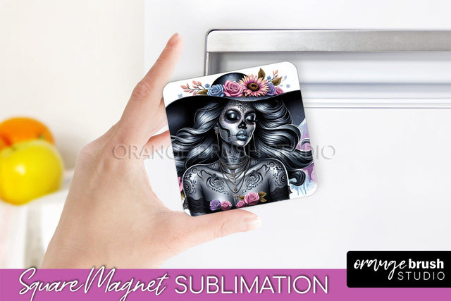 Catrina Magnet Sublimation - Halloween Magnet - Sugar Skull Sublimation OrangeBrushStudio 