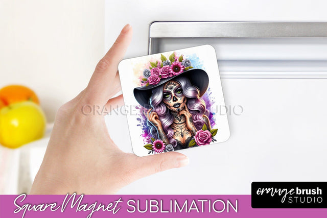 Catrina Magnet Sublimation - Halloween Magnet - Sugar Skull Sublimation OrangeBrushStudio 