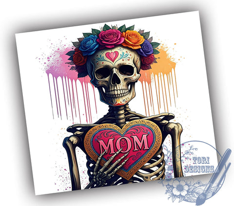 Catrina Mom Tumbler, Floral Tumbler Wrap, 20oz Sublimation Design, Sugar Skull Mom Gift, Day of the Dead Tumbler, Digital Download, Unique Drinkware Sublimation ToriDesigns 
