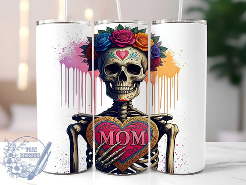 Catrina Mom Tumbler, Floral Tumbler Wrap, 20oz Sublimation Design, Sugar Skull Mom Gift, Day of the Dead Tumbler, Digital Download, Unique Drinkware Sublimation ToriDesigns 