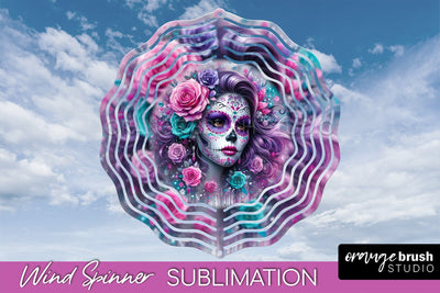 Catrina Wind Spinner - Halloween Wind Spinner Sublimation Sublimation OrangeBrushStudio 