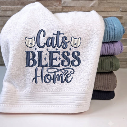 Cats Bless This Home Embroidery Design – Cat Lover Quote Cute Kitty Machine Embroidery File Embroidery/Applique DESIGNS PatternFeed8 