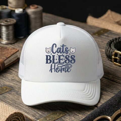 Cats Bless This Home Embroidery Design – Cat Lover Quote Cute Kitty Machine Embroidery File Embroidery/Applique DESIGNS PatternFeed8 