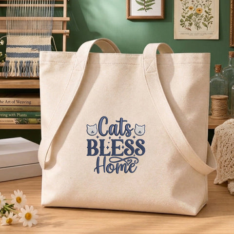 Cats Bless This Home Embroidery Design – Cat Lover Quote Cute Kitty Machine Embroidery File Embroidery/Applique DESIGNS PatternFeed8 