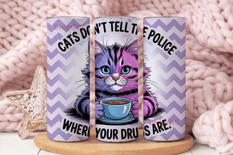 Cats & Coffee Tumbler Wrap Sublimation DesignSVG 