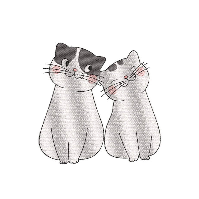 Cats Embroidery Design, Valentine's Day Embroidery File, 3 sizes, Instant Download Embroidery/Applique DESIGNS Nino Nadaraia 