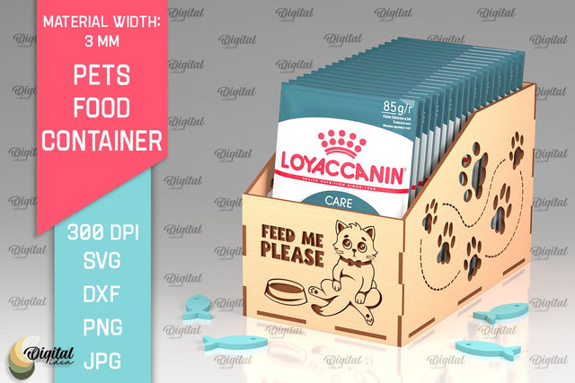 Cats Food Container Laser Cut. Pets Food Box SVG SVG Evgenyia Guschina 