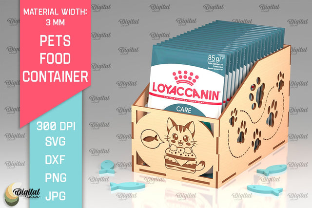 Cats Food Container Laser Cut. Pets Food Box SVG SVG Evgenyia Guschina 