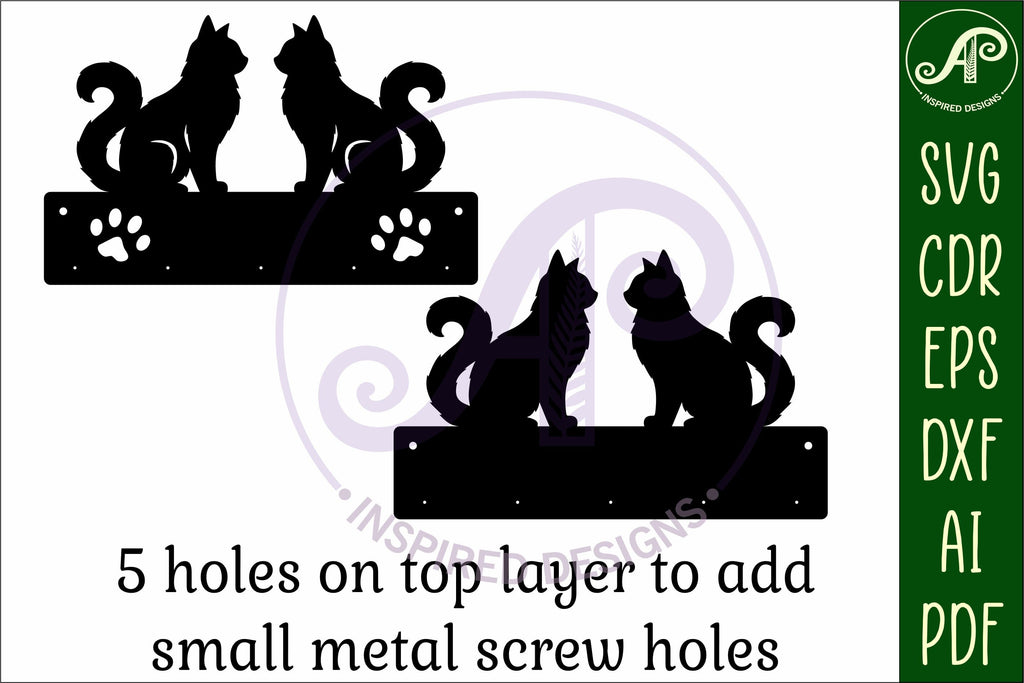 Cats Key holder designs for wood and metal - So Fontsy