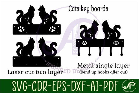 Cats Key holder designs for wood and metal SVG APInspireddesigns 