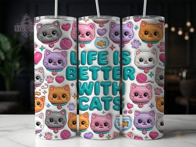 Cats Life Better 20oz Tumbler, Cats Life Better, Cat Tumbler, Cat Lover, 20oz Tumbler, Cat Mom, Cute Cat, Tumbler Wrap Sublimation SvggirlplusArt 