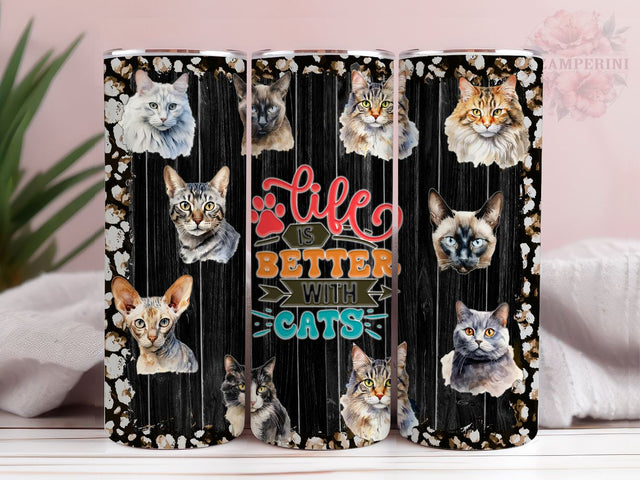 Cats Life is Better with Cats Kitties 20oz Tumbler Wrap PNG, Cat png, Straight & Tapered Tumbler Wrap, Cat Lover Tumbler PNG, Instant Digital Down Tumbler Sublimation Li Zamperini 