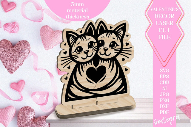 Cats Love Valentine Ornament Laser Cut SVG v1 SVG Sintegra 