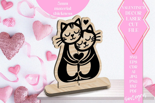 Cats Love Valentine Ornament Laser Cut SVG v2 SVG Sintegra 