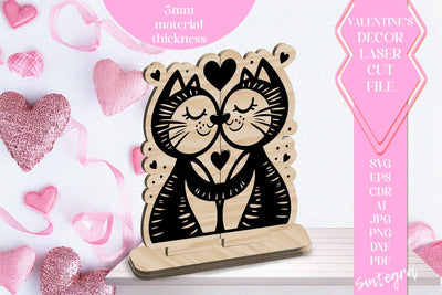 Cats Love Valentine Ornament Laser Cut SVG v3 SVG Sintegra 