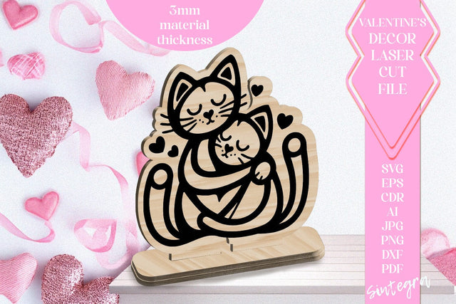 Cats Love Valentine Ornament Laser Cut SVG v4 SVG Sintegra 