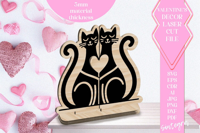 Cats Love Valentine Ornament Laser Cut SVG v5 SVG Sintegra 