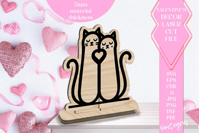 Cats Love Valentine Ornament Laser Cut SVG v6 SVG Sintegra 