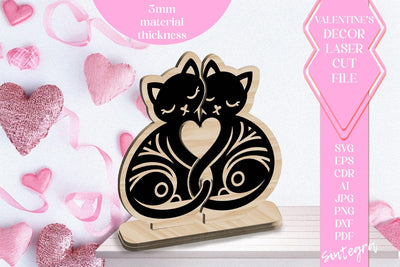 Cats Love Valentine Ornament Laser Cut SVG v7 SVG Sintegra 