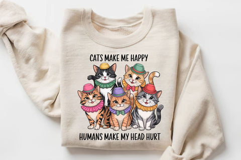 Cats make me happy Humans make my head hurt Sublimation Sublimation Regulrcrative 