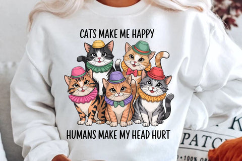 Cats make me happy Humans make my head hurt Sublimation Sublimation Regulrcrative 