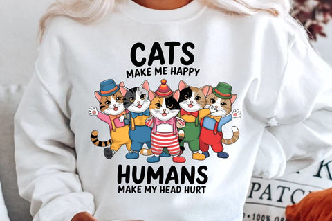 Cats make me happy Humans make my head hurt Sublimation T-Shirt Sublimation Regulrcrative 