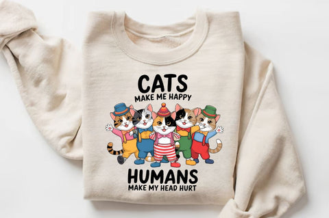 Cats make me happy Humans make my head hurt Sublimation T-Shirt Sublimation Regulrcrative 