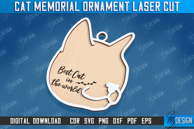 Cats Memorial Ornament Design | Cats Angels Wings | Cat Silhouette Laser Cut | CNC File SVG Fly Design 
