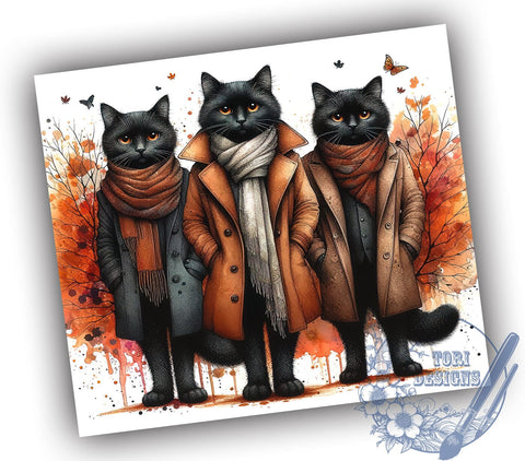 Cats Posing 20oz Skinny Tumbler, Cat Lovers Tumbler Png, Straight & Tapered Tumbler Wrap, Instant Digital Download Sublimation ToriDesigns 