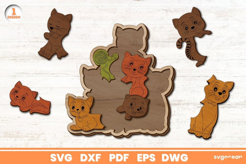 Cats Puzzle Laser Cut SVG SvgOcean 