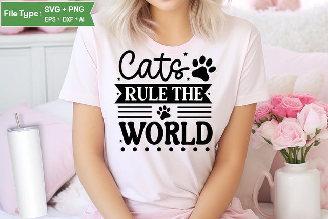 Cats Rule The World SVG Cut File, Dog Svg Design, Dog Cut Files, Dog Mom Svg, Dog Lover Svg, SVGs,Quotes and Sayings,Food & Drink,On Sale, Print & Cut SVG DesignPlante 503 