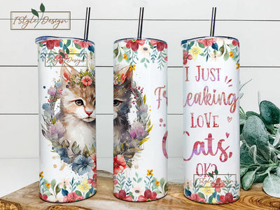 Cats Tumbler Cup Gifts For Women - Birthday Christmas Gifts For Cats Lovers - Cats Skinny Tumbler Wrap, 20oz Tumbler Sublimation Design Sublimation iStyleDesign 