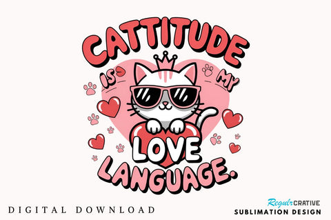 Cattitude is my love language Sublimation Design Sublimation Regulrcrative 