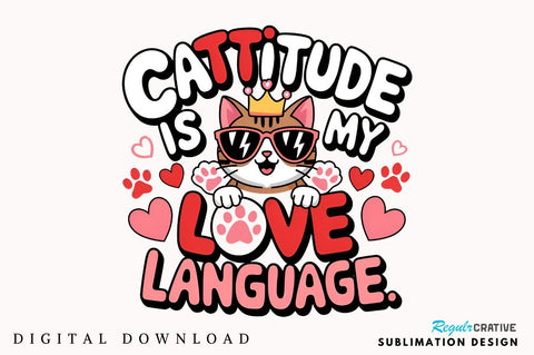 Cattitude is my love language Sublimation Design Sublimation Regulrcrative 