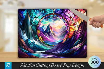 Cave Mountains Stained Glass Cutting Board Sublimation Regulrcrative 